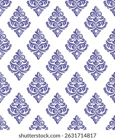Watercolor damask Pattern, damask repeat, watercolor medallion, traditional print, Tile pattern
