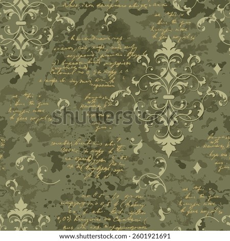 Watercolor damask seamless pattern element. Vintage classical old fashioned damask ornament, seamless texture for wallpapers, textile.