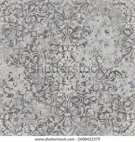 Watercolor damask seamless pattern element. Vintage classical old fashioned damask ornament, seamless texture for wallpapers, textile.