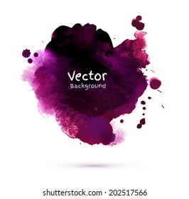 Watercolor dark vinous stain with smudges. Vector texture.