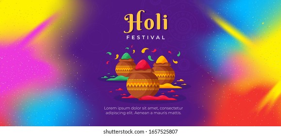 Watercolor Decorative Holi Banner Vector