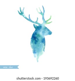 Watercolor deer head