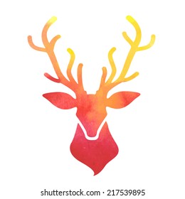 watercolor deer head
