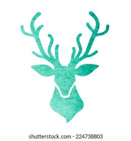 watercolor deer head