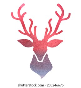 watercolor deer head