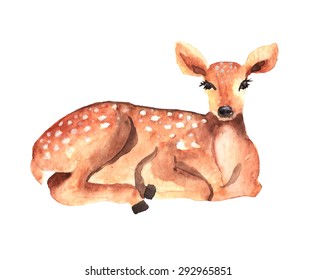 Watercolor deer over white, Vector