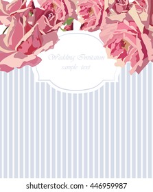 Watercolor Delicate Roses card. Vector rose flower card illustration for wedding invitation, ceremony, anniversary card, label