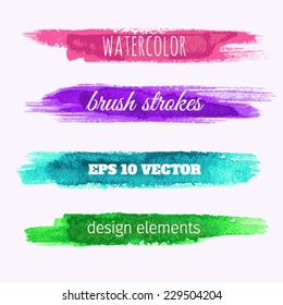 Watercolor design banners. Brush strokes, bright colors.