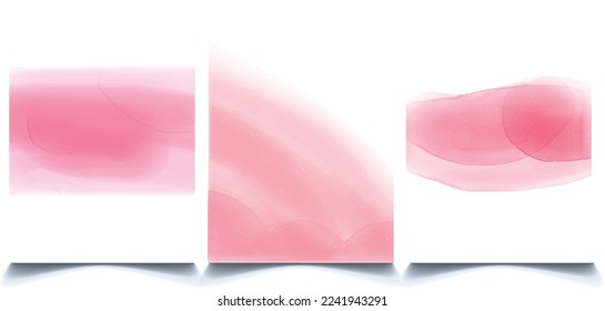 watercolor design banners set for date, postcard, banner, logo. Pink Background set of template. Watercolor with pink.