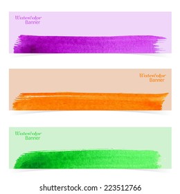 Watercolor design banners set, vector background