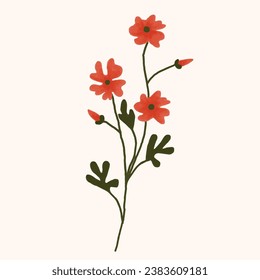 Watercolor design collection of pink flowers and green leaves