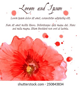 Watercolor design element hollyhock for the realization of your best ideas.