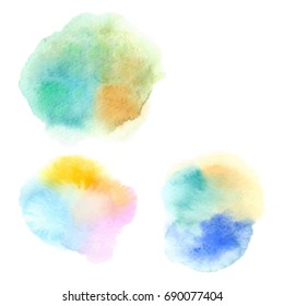 Watercolor design elements. Abstract colorful blobs watercolor isolated on white paper watercolor.Vector illustration