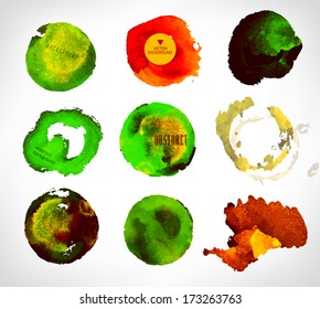  watercolor design elements, background, label, bubble