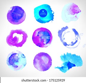  watercolor design elements, background, label, bubble