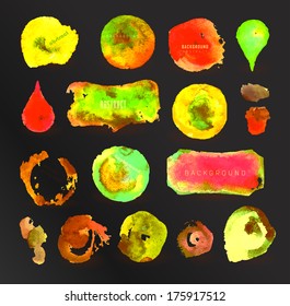  watercolor design elements, background, label, bubble