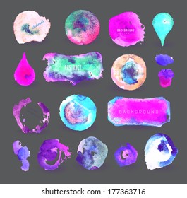  watercolor design elements, background, label, bubble