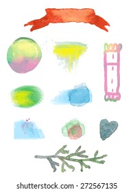 Watercolor design elements for sale or card