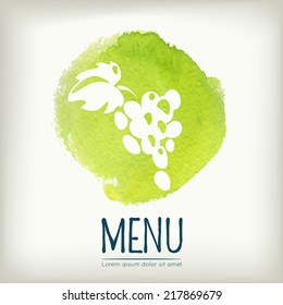 Watercolor design with grape icon