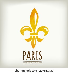 Watercolor design with Paris icon