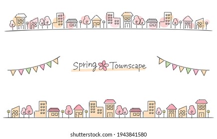 Watercolor design spring cityscape illustration