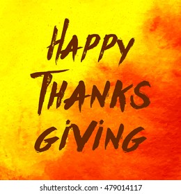 Watercolor design style Happy Thanksgiving Day logotype, badge and icon.