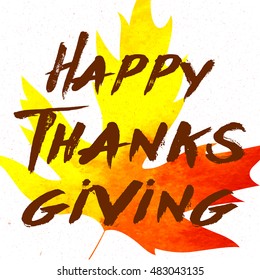 Watercolor design style Happy Thanksgiving Day logotype, badge and icon.