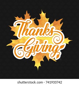 Watercolor design style Happy Thanksgiving Day logotype, badge a
