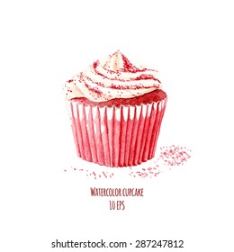 Watercolor dessert. Hand drawn watercolor painting on white background. Vector illustration