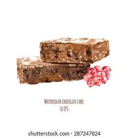 Watercolor dessert. Hand drawn watercolor painting on white background. Vector illustration
