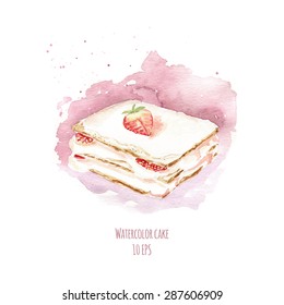 Watercolor dessert. Hand drawn watercolor painting on white background. Vector illustration