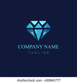 Watercolor diamond logo design