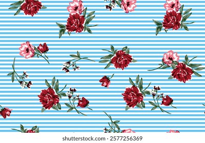 watercolor Digital Small Flower Floral seamless background Beautiful colorful design textile Abstract Art