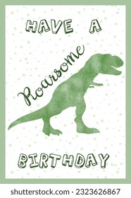 Watercolor dinosaur silhouette birthday card design