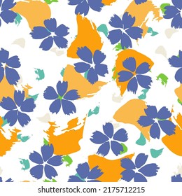 Watercolor Ditsy Vector Seamless Pattern. Small Floral Summer Texture. Color Flower Textile Print. Vintage Daisy Design.