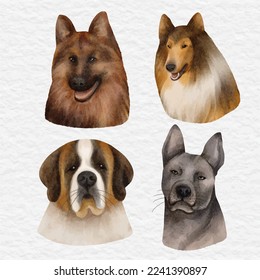 watercolor dog portrait element illustration