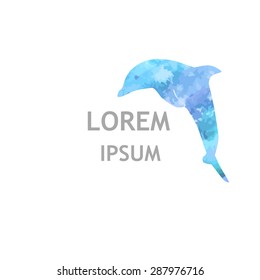 Watercolor dolphin logo. Vector