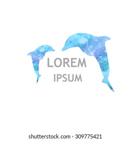 Watercolor dolphin logo. Vector
