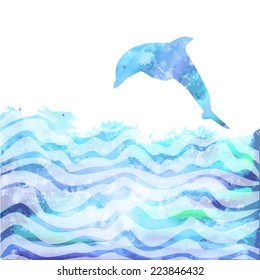 watercolor Dolphin. Vector