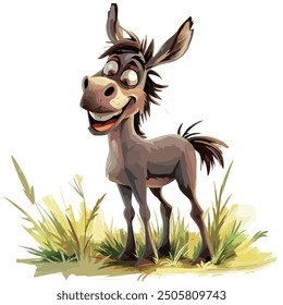 Watercolor of donkey, isolated on a white background, donkey vector