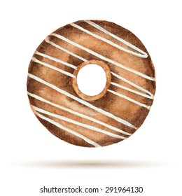 Watercolor donuts isolated on a white background, vector illustration.