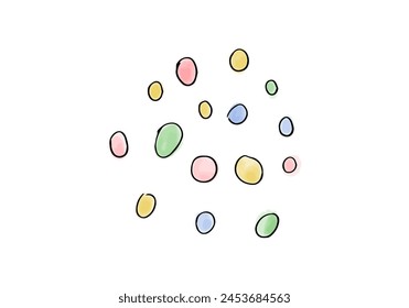 Watercolor doodle element. Colored circles, vector illustration.
