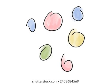 Elemento doodle de acuarela. Círculos de colores, Ilustración vectorial.