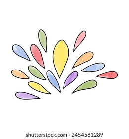 Watercolor doodle element. Colored drops, vector illustration.