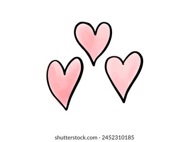 Watercolor doodle heart, vector illustration.