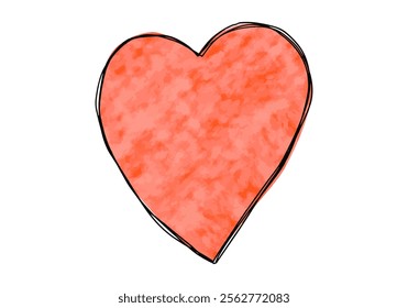 Watercolor doodle of a heart, vector illustration.