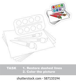 Watercolor. Dot to dot educational game for kids. Tracing worksheet.