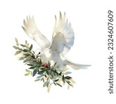 Watercolor dove of peace watercolor for celebration design. Vector illustration design. Holiday card design.