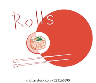 watercolor draw sushi rolls. vector illustration
