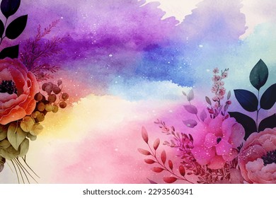 watercolor drawing Abstract flower splash background for art flower and botanical leaves, Organic shapes, Watercolor. Vector background for banner, poster, Web and packaging.
